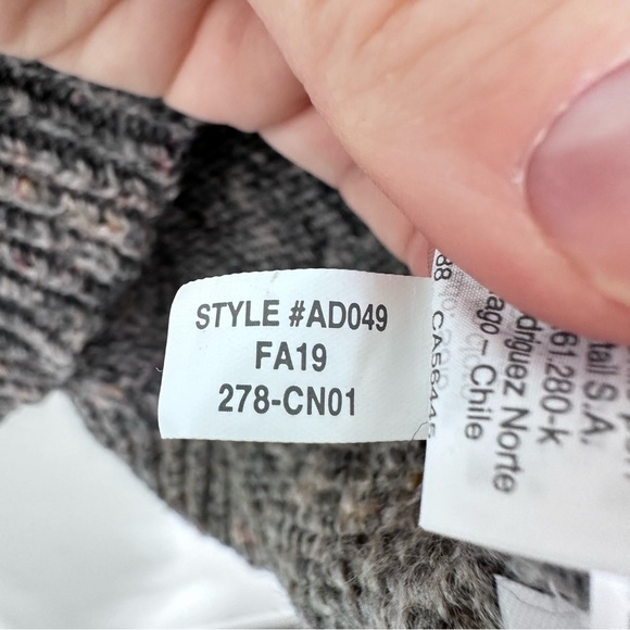 Madewell Marled Grey Pointelle Bubble-Sleeve Pullover Sweater Chunky Knit XS - Picture 6 of 7